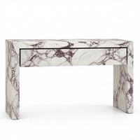 Table console en marbre Calacatta Viola avec tiroir flottant