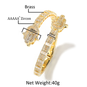 Offener HipHop Vollbesetzter Iced CZ Bling Baguette Hand Fatim Palm Hamsa Mode Charm Armband Schmuck für Frauen/Männer - Product Image 5