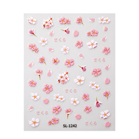 HONEY GIRL Nouveaux autocollants pour ongles en gel souple 3D, fleurs réelles, plastique français, autocollants pour ongles fins et colorés, décalcomanies florales professionnelles