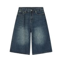 Short en jean pour hommes à la mode été rétro en détresse trois-quarts taille droite respirant coloré lavé Style décontracté pantalon