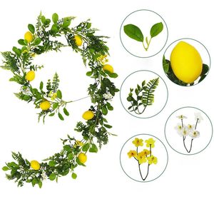 סיטוני עץ לימון חיקוי של טרטאן פלסטיק גדילים סידור צמח ירוק פנים סידור צמח תלייה מלאכותי - Product Image 1