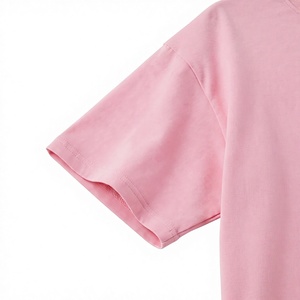 Camiseta unisex de algodón con cuello redondo, manga corta, color rosa sólido, estilo casual, jersey, teñido liso, para verano, ropa casual para hombre. - Product Image 4