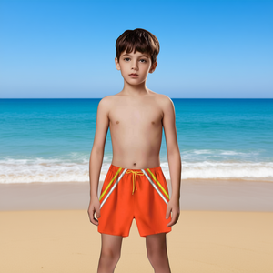 Short de bain HDJ pour garçon, orange, séchage rapide, taille élastique avec cordon de serrage, taille 4 6 8 10 12 - Product Image 2