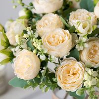 Fleurs artificielles de pivoine champagne, fleurs de pivoine en soie, bouquets pour mariage, centre de table, arrangement floral