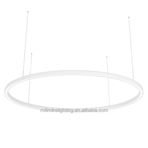 Lustre à anneau en aluminium de conception créative 1500mm de diamètre pendentif LED argenté luminaire suspendu avec <span class=keywords><strong>cordons</strong></span> réglables et auvent - Product Image 4