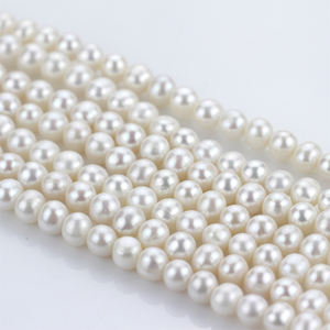 ไข่มุกน้ำจืดแท้จากฟาร์มในแม่น้ำจูจี้ ทรงเกือบกลม สีขาว ขนาด 7-8 มม. รูใหญ่ ร้อยเป็นเส้น - Product Image 4