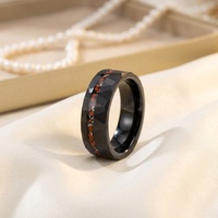 Bague TIZTI 8 mm en carbure de tungstène noir martelé pour homme avec incrustation d'os de dinosaure et de météorite broyée, bague en tungstène pour homme