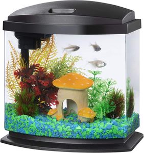 For Home Decoration LED MiniBow Small <strong>Aquarium</strong> Fish Tank Kit with SmartClean Technology, Black, 2.<strong>5</strong> Gallon - Product Image 1