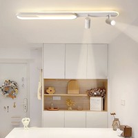 Plafonnier LED moderne et minimaliste, design bande lumineuse, télécommandé, trois couleurs changeantes, montage en surface, pour salons