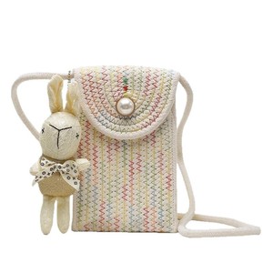 Woven Women's Crossbody Bag Khaki Beige Vertical <b>Square</b> Magnetic Buckle Portable Everyday Outfits Summer 2021 - Product Image 5