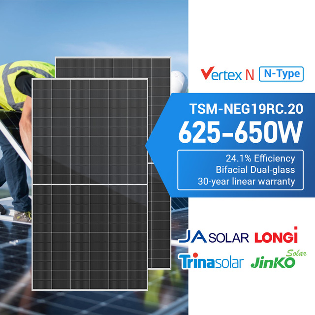Trina Double Glass Panel Solares 650w 625 w 640 w 630w N-type Bifacial Solar Panel