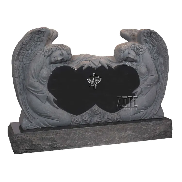 Резьба камень надгробие мрамор религиозный двойной Ангел сердце памятник