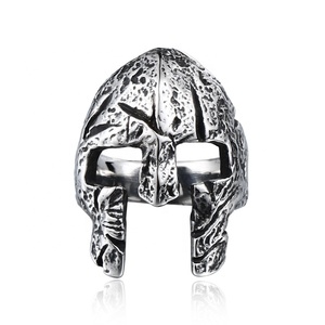 Anillo de Casco Espartano de Acero Inoxidable 316L Impermeable para Hombre, Tono Plata Antigua, Estilo Atrevido, Oscuro, Rebelde, Motero, Punk, Gótico - Product Image 4