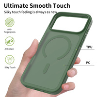 Coque de protection translucide mate verte pour iPhone 18 17 16 Pro Max, sensation peau, antichoc, compatible charge sans fil, étui magnétique