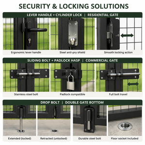 <span class=keywords><strong>Portail</strong></span> en treillis métallique pour extérieur, allée et jardin, simple battant, avec cadre en fil soudé, verrou <span class=keywords><strong>à</strong></span> cadenas, charnières réglables, livraison rapide - Product Image 4