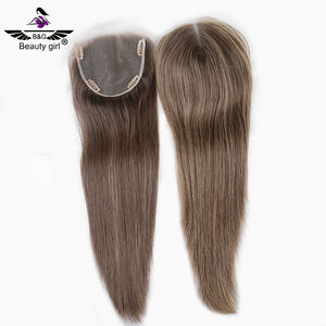 Qualité supérieure Doux Remy Cheveux Humains Balayage Blonde 6x6 Pouces Petits Noeuds Lace Front Topper Avec Faux Cuir Chevelu - Product Image 4
