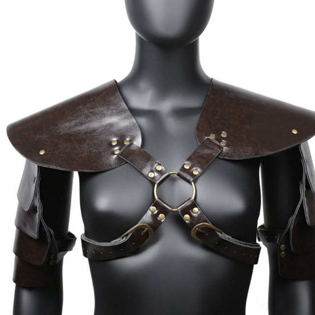 Steampunk Shoulder Women Men Medieval Knight Cosplay Costume Leather Accessory