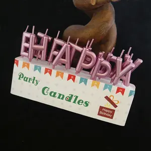 공장 가격 핑크 골드 생일 편지 파티 촛불 케이크