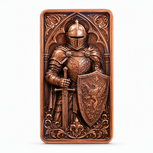 1 oz .999 Feinkupfer Mittelalterliche Heraldik-Barren-Serie, individueller 3D-Hochrelief-Ritter-Drachen-Gedenkbarren für Luxus-Sammlungen - Product Image 2