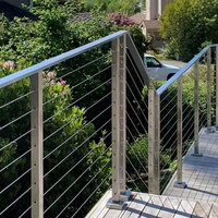 Outdoor Schwarzes Kabelgeländer Handlauf Balustrade Balkon Drahtseilgeländer Maßgefertigter Edelstahl 304 316 Kabelgeländerpfosten