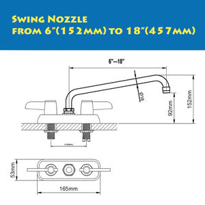 Montaje en cubierta 2 manijas con caño giratorio Grifo de fregadero central de 4 "Grifo de fregadero de cocina de <span class=keywords><strong>restaurante</strong></span> de tablero de trabajo pulido comercial - Product Image 3