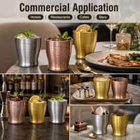 304 RVS dubbelwandige beker met horizontale ribbels, luxe metalen tumbler voor restaurants, hotels en bars, groothandel