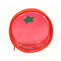 Pochette de maquillage personnalisée transparente et mignonne avec imprimé étoile, emballage cadeau, fermeture à glissière, sac en PVC plastique, petit sac rond pour maquillage