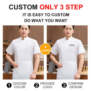 เสื้อเชฟสำหรับผู้ชายและผู้หญิงเครื่องแบบเชฟแขนสั้นสำหรับร้านอาหารบาร์ครัวออกแบบโลโก้ได้ตามต้องการ - Product Image 4