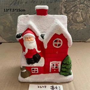 Ornements de noël en céramique, décoration de <span class=keywords><strong>maison</strong></span> de père noël éclairée par LED - Product Image 4