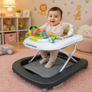 Marche-bébé pliable portable à bascule avec 2 roues en PU4.3, lumières musicales, 9 hauteurs réglables, capacité de charge de 15 kg, EN Âge 6 ans - Product Image 3