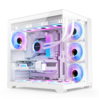 PC Case with Fans Type-C 360mm Water Cooling Dual Chamber 400mm GPU Support ATX Panoramic Gaming Computer Case Tower