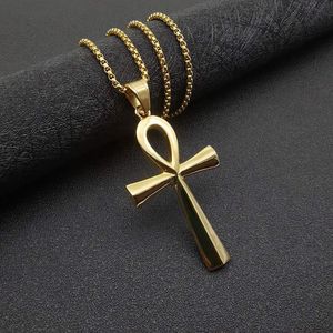 yunnique Egyptian Ankh Pendant Stainless Steel <b>Cross</b> Necklace Unisex Fashion Jewelry Gift - Product Image 2
