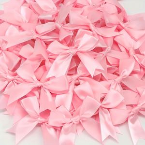 50Pcs/Pack Pink Premium Satin Ribbon <b>Bows</b> - 3.3 Inch <b>Large</b> Size Craft <b>Bows</b> for Gift Wrapping Wedding Decor Sewing & DIY Crafts - Product Image 1
