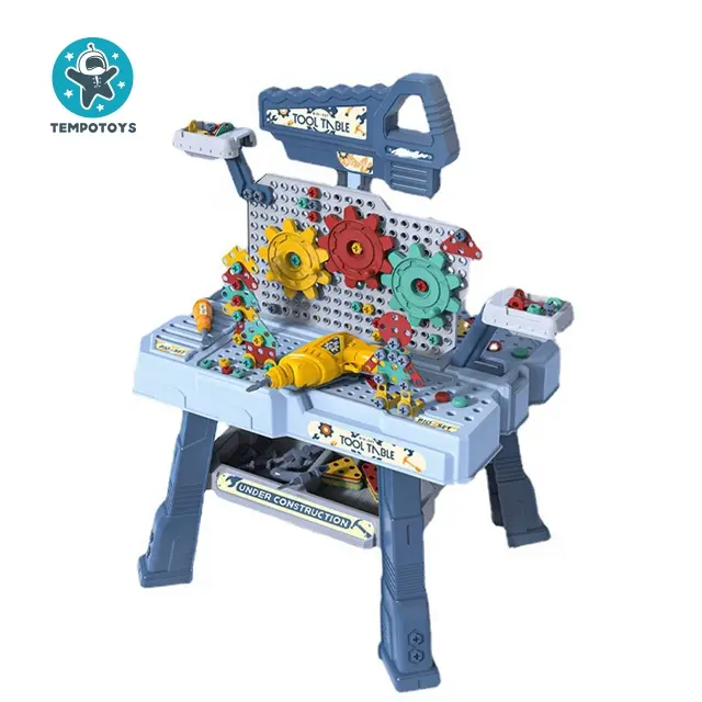 Tempo Toys New New Plastic Tool Table Workbench Toy Play Set Suitcase Brinquedo Tool Kit Preschool jugetes pretend play toys