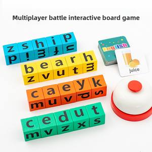 Cartes de mots en anglais pour enfants, puzzle en bois, jouet Montessori, éducation précoce, cube changeant de visage, jeu de société multijoueur - Product Image 4