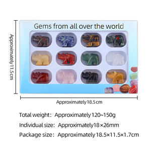 Intaglio 1in Micro ornamenti paesaggistici con pietre preziose Set di rinoceronti scatola 12 Grid animale occhi di tigre figurine Decorative - Product Image 2