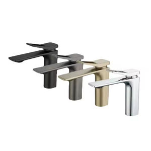 ברז כיור אמבטיה מנחושת בצבע אפור כהה, ידית אחת, בעל ליבה קרמית איכותית ועמידה בפני התזות, דגם יוקרתי חדש לשנת 2024 - Product Image 1