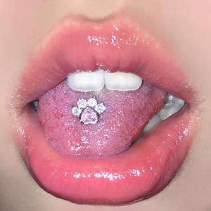 Boucles d'oreilles clous de créateur Freya, motif patte de chat, en titane, bijoux coréens pour <span class=keywords><strong>piercing</strong></span> de nez, labret, <span class=keywords><strong>langue</strong></span>, hélix, pour femmes - Product Image 6