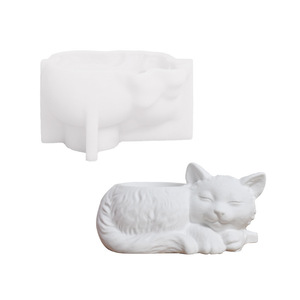 Sleeping Cat Silicone Mold For Cement Plaster Resin DIY Craft <b>Pen</b> Holder Home Decor Storage Mold - Product Image 5