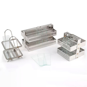 Estante de acero inoxidable para 10/20/24/26/30/60 portaprobillos de microscopio, para histología y patología, soporte para portaprobillos de vidrio, estante de teñido para laboratorio - Product Image 1