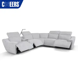 MANWAH CHEERS Customizable Luxury Fabric Sofa Living Room Set Furniture Recliner Sofa L Shaped Reclining Sectional Sofa Couch