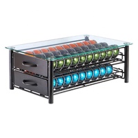 Tiroir de rangement pour dosettes de café Nespresso Vertuo, capacité 40 dosettes, support en métal avec dessus en verre, à placer sous la machine, station à expresso