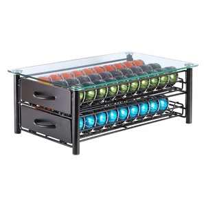Tiroir de rangement pour dosettes de café <span class=keywords><strong>Nespresso</strong></span> Vertuo, capacité 40 dosettes, support en métal avec dessus en verre, à placer sous la machine, station à expresso - Product Image 1