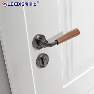 Leather Walnut Wood Door Lock Zinc Alloy Lever Lock For Interior Bedroom Furniture Hardware Durable - Product Image 2