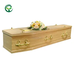 批发便宜的刨花板贴面橡木棺材欧式中密度纤维板纸贴面棺材火化低价殡葬棺材棺材