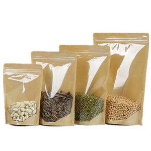 Sachet Doypack autoportant en kraft brun résistant à l'humidité avec fermeture éclair 23x35cm – Pack promotionnel - Product Image 4