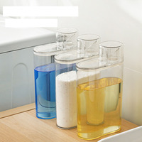 DOOSO Distributeur de lessive en plastique pour la maison avec couvercle et réservoir de stockage