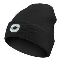 Cappello LED Ricaricabile USB con Spedizione Rapida, Luce Frontale Senza Mani, Berretto Invernale Lavorato a Maglia con Torcia per Uomo e Donna
