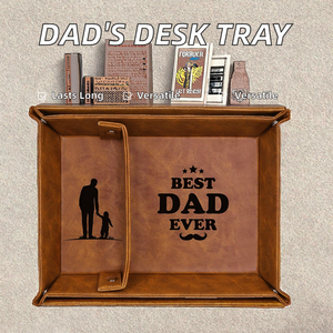 Plateau de rangement moderne de luxe en cuir PU brillant personnalisé, pliable et détachable, 240x200mm, pour salon, bureau, cadeau pour papa - Product Image 2