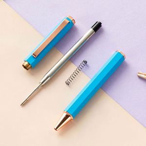 New Hexagonal Ball <b>Pen</b> Wholesale Simple Macaron Metal <b>Pen</b> with Laser Logo High Appearance Medium Oil <b>Pen</b> - Product Image 4
